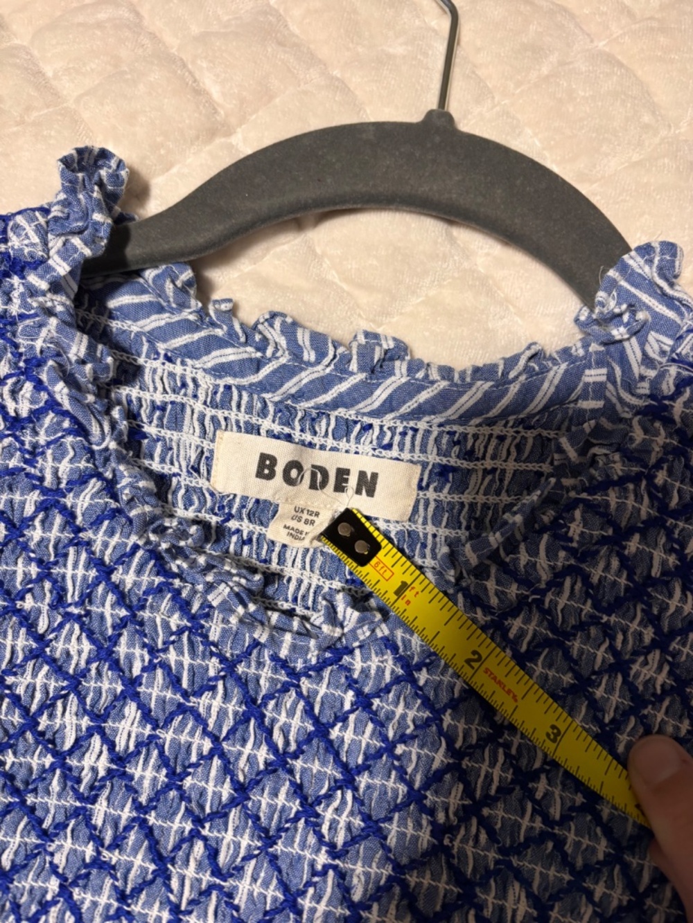 Boden Smocked Bodice Midi dress blue and white striped - Picture 4 of 8